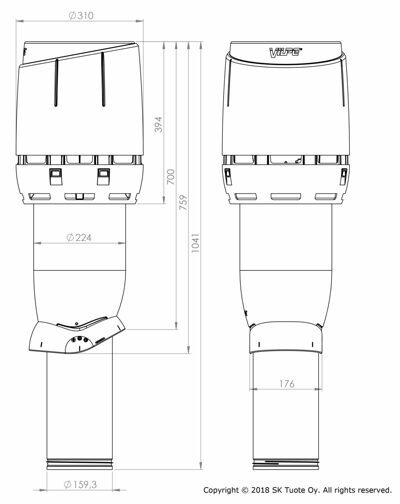 Вентиляционный выход Vilpe FLOW 160/ИЗ/700 коричневый 350024